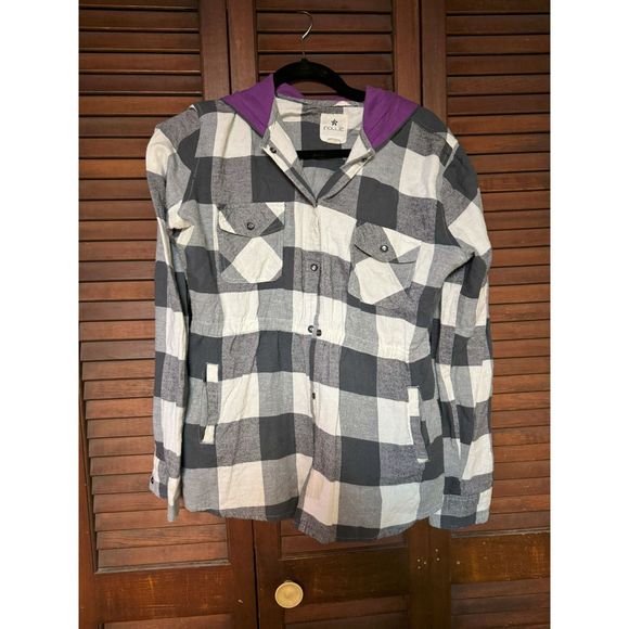 Tops - Hooded Plaid Shirt